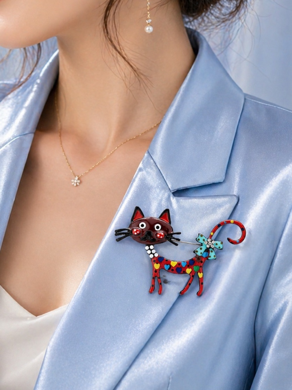 Cute Kitty Cat Playful Colorful Brooch - Picture 3 of 6